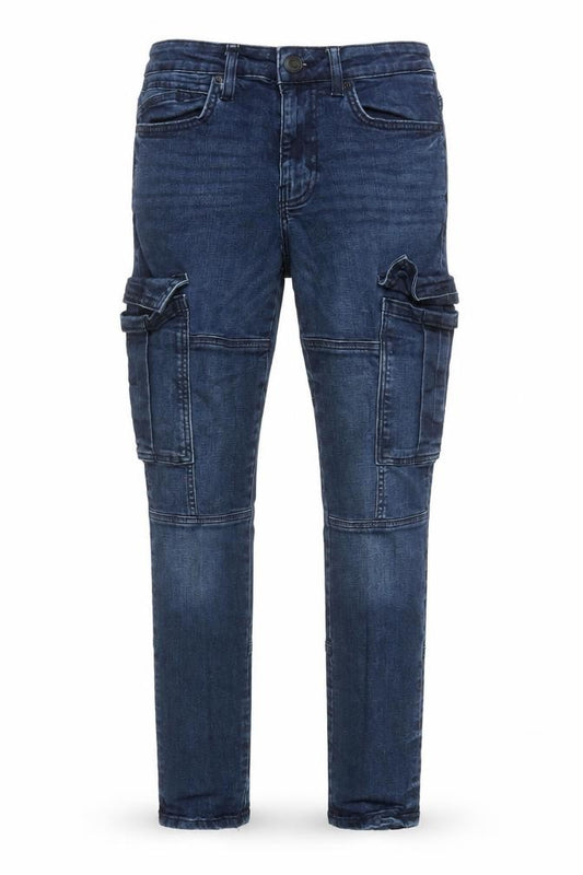 Denim Co Men's Blue Slim Tapered Cargo Jeans 30W 32L