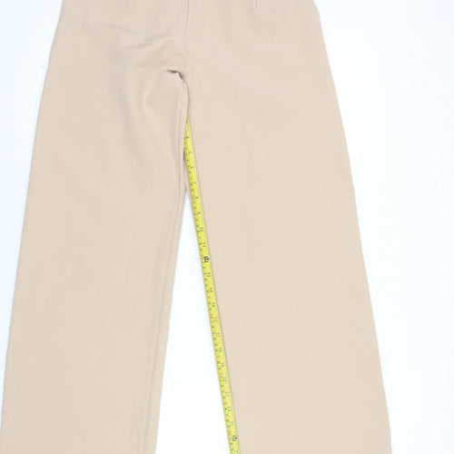 Boohoo Womens Beige Wide-Leg Crepe Trousers Size 6