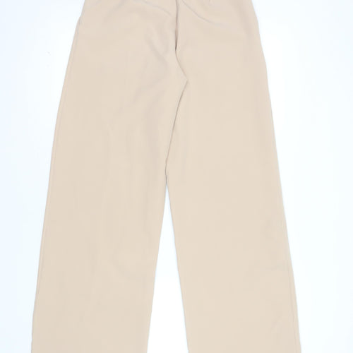 Boohoo Womens Beige Wide-Leg Crepe Trousers Size 6