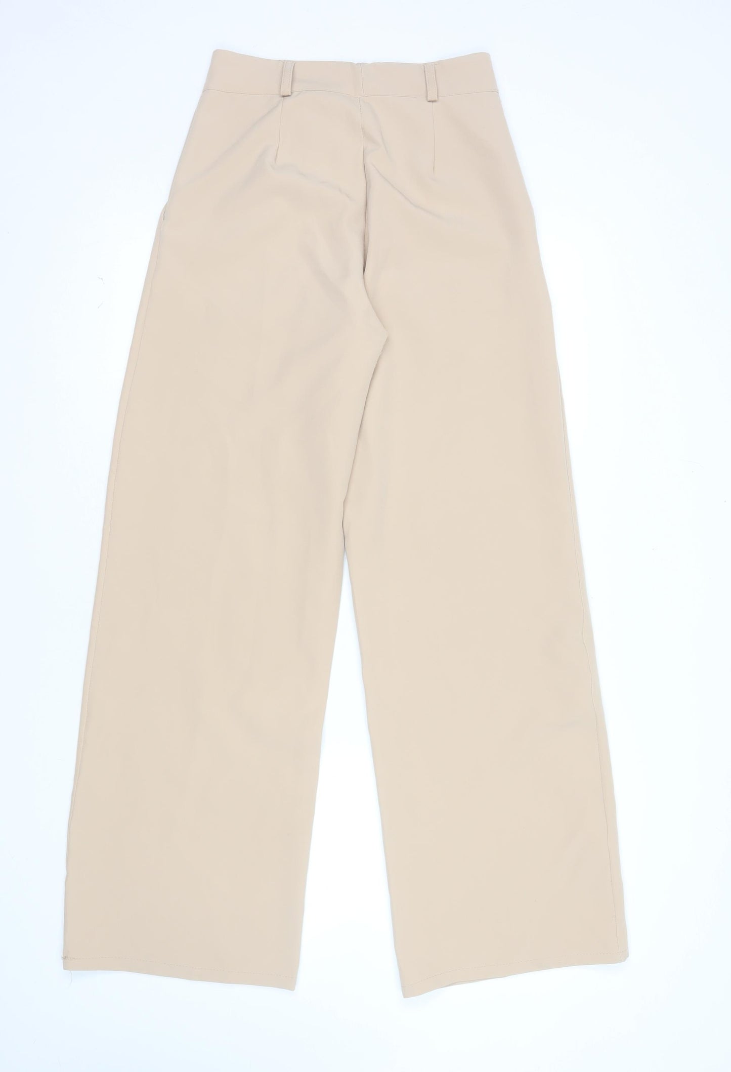 Boohoo Womens Beige Wide-Leg Crepe Trousers Size 6