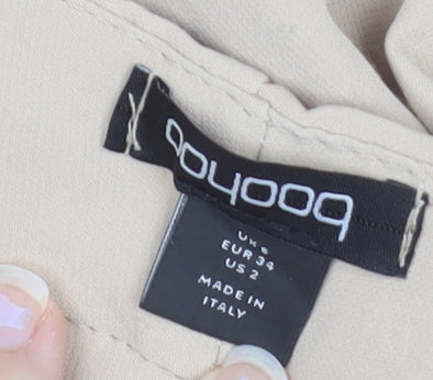 Boohoo Womens Beige Wide-Leg Crepe Trousers Size 6