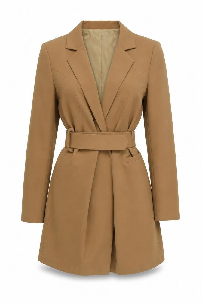 I Saw It First Women’s Brown Belted Long Trench Coat Size 10