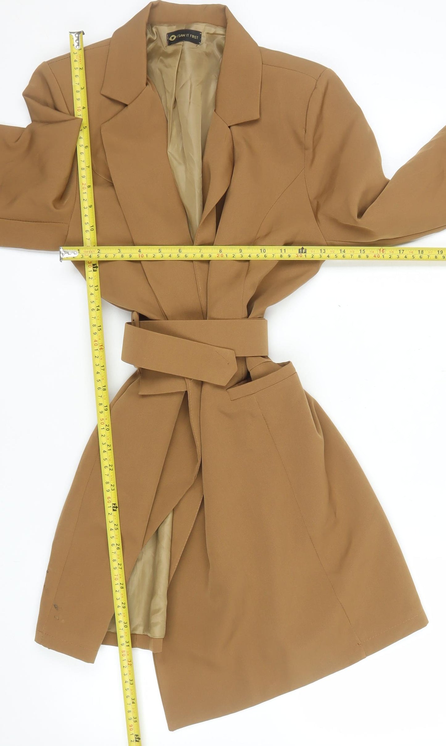 I Saw It First Women’s Brown Belted Long Trench Coat Size 10