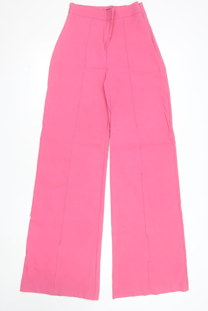 Vesper Women's Pink Wide-Leg Stretch Trousers Size 12