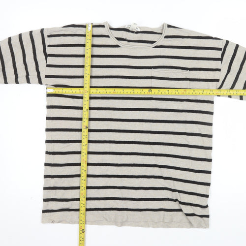 Billabong Womens Beige Black Striped Long Sleeve Pullover Jumper Size 10