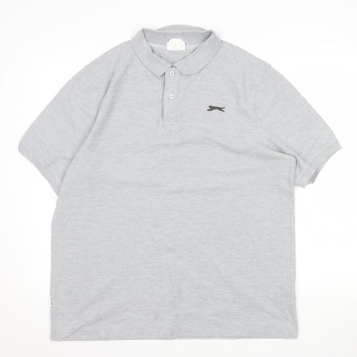 Slazenger Men’s Grey Short Sleeve Polo Shirt Size L Regular Fit