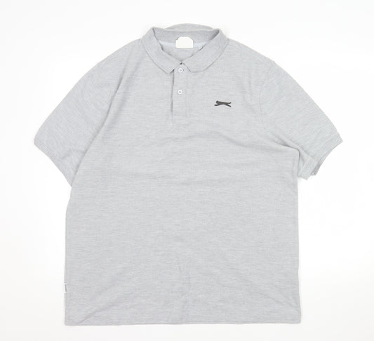 Slazenger Men’s Grey Short Sleeve Polo Shirt Size L Regular Fit