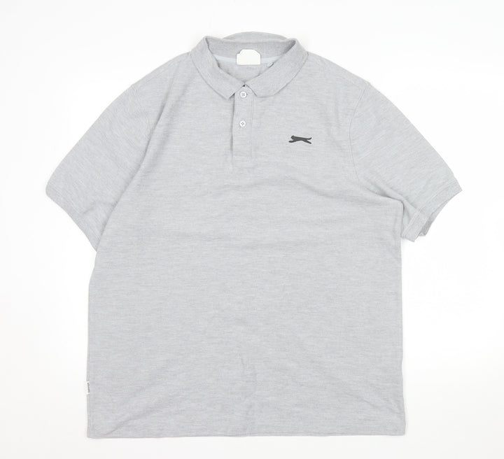 Slazenger Men’s Grey Short Sleeve Polo Shirt Size L Regular Fit