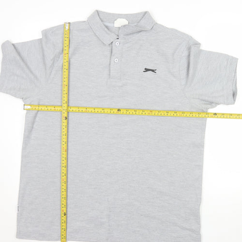 Slazenger Men’s Grey Short Sleeve Polo Shirt Size L Regular Fit