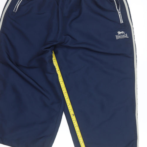 Lonsdale Men Blue 2XL Athletic Gym Training Shorts Polyester