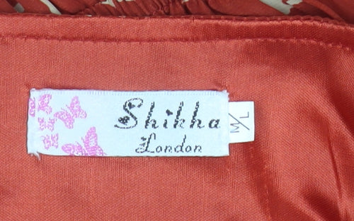 Shikha London Women’s Red Bird Print Ruffle Fit & Flare Dress M