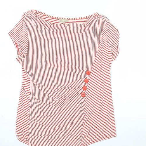 Soon Women's Red Striped Jersey Button Blouse Size 14