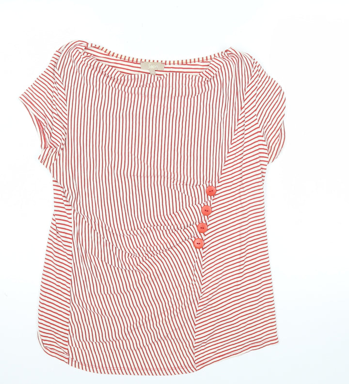 Soon Women's Red Striped Jersey Button Blouse Size 14