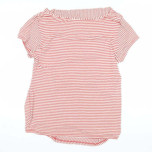 Soon Women's Red Striped Jersey Button Blouse Size 14