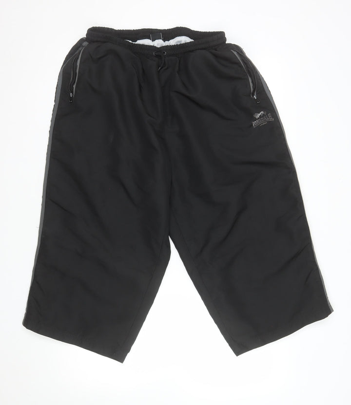 Lonsdale Men’s Black 2XL Athletic Activewear Shorts Polyester Gym