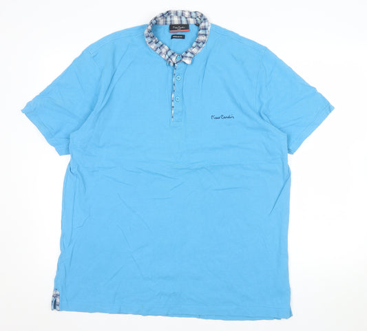Pierre Cardin Men's Blue 2XL Regular Fit Cotton Polo Shirt