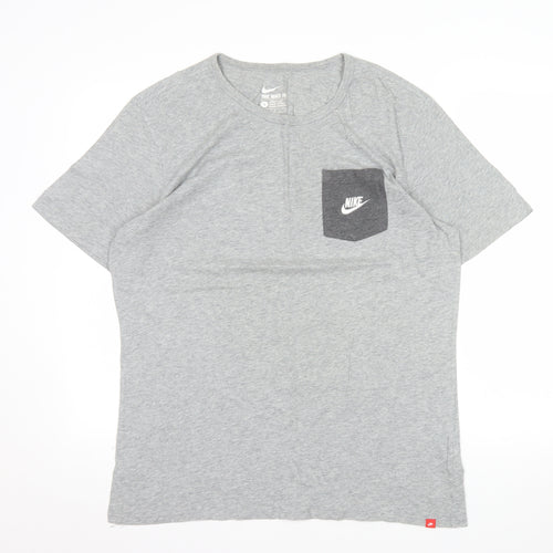 Nike Men's Grey Crew Neck Athletic Fit Cotton T-Shirt Size L