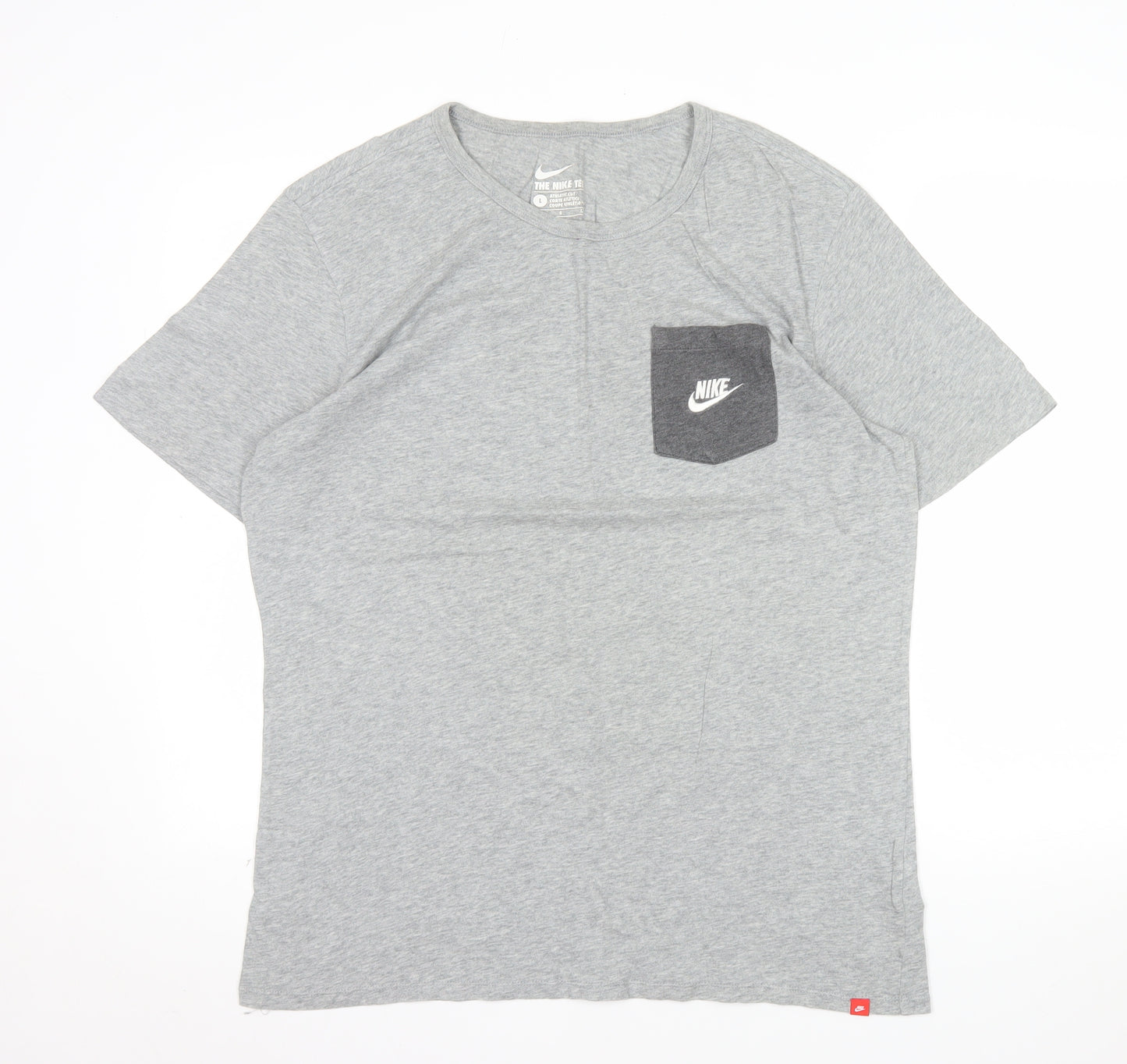 Nike Men's Grey Crew Neck Athletic Fit Cotton T-Shirt Size L