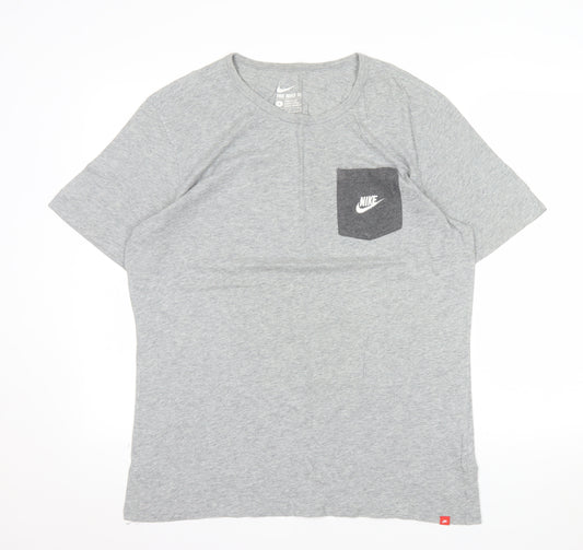 Nike Men's Grey Crew Neck Athletic Fit Cotton T-Shirt Size L