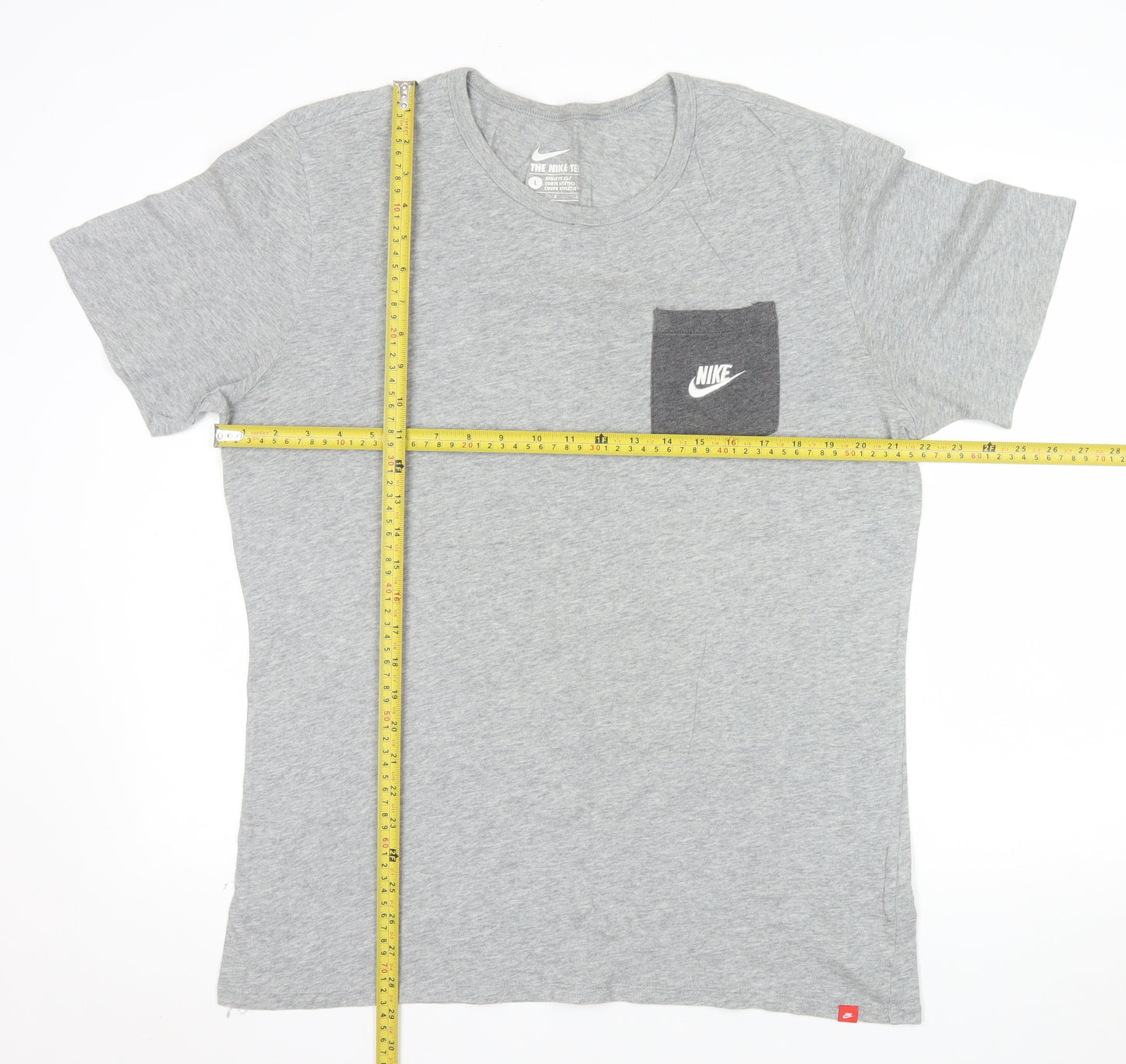 Nike Men's Grey Crew Neck Athletic Fit Cotton T-Shirt Size L
