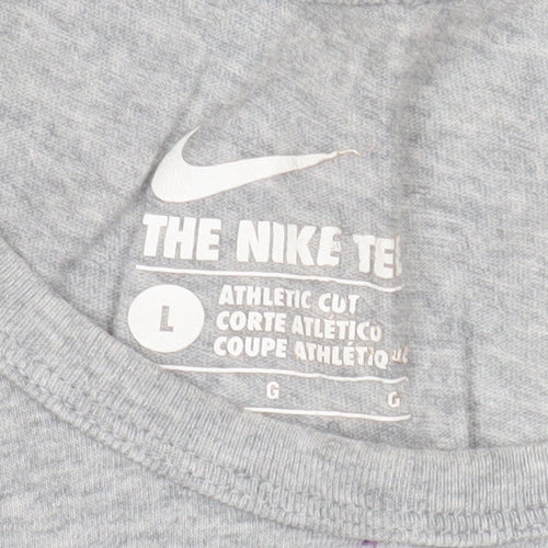 Nike Men's Grey Crew Neck Athletic Fit Cotton T-Shirt Size L