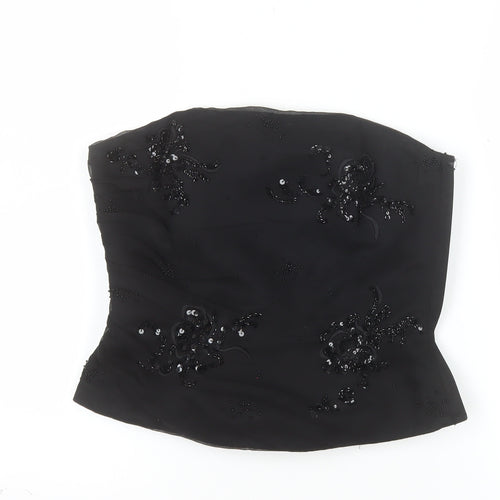 Monsoon Women’s Black Strapless Beaded Satin Blouse UK 10