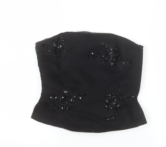 Monsoon Women’s Black Strapless Beaded Satin Blouse UK 10