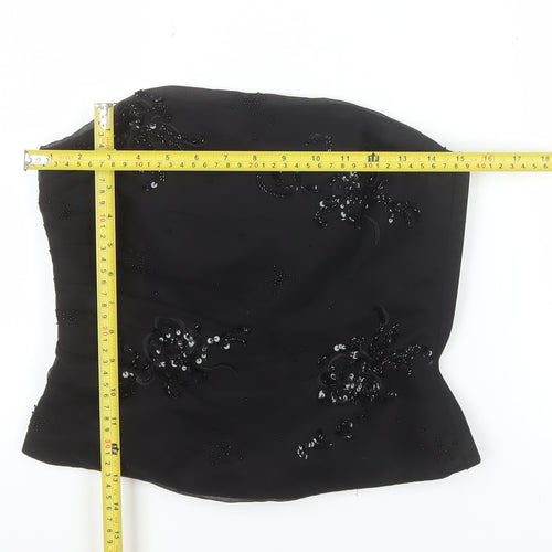 Monsoon Women’s Black Strapless Beaded Satin Blouse UK 10