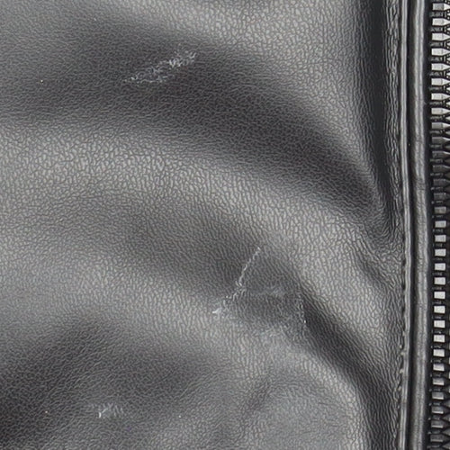 Primark Women Black Faux Leather Hooded Padded Waistcoat M