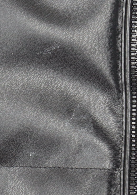 Primark Women Black Faux Leather Hooded Padded Waistcoat M