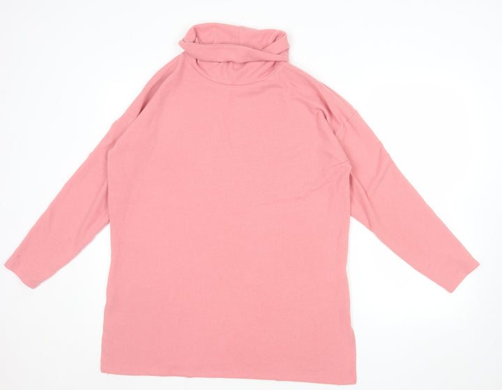New Look Women Pink Roll Neck Long Sleeve Jumper Size M