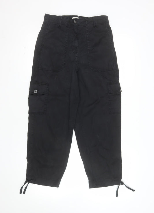 Marks and Spencer Womens Black Cargo Trousers Size 8 Regular Fit