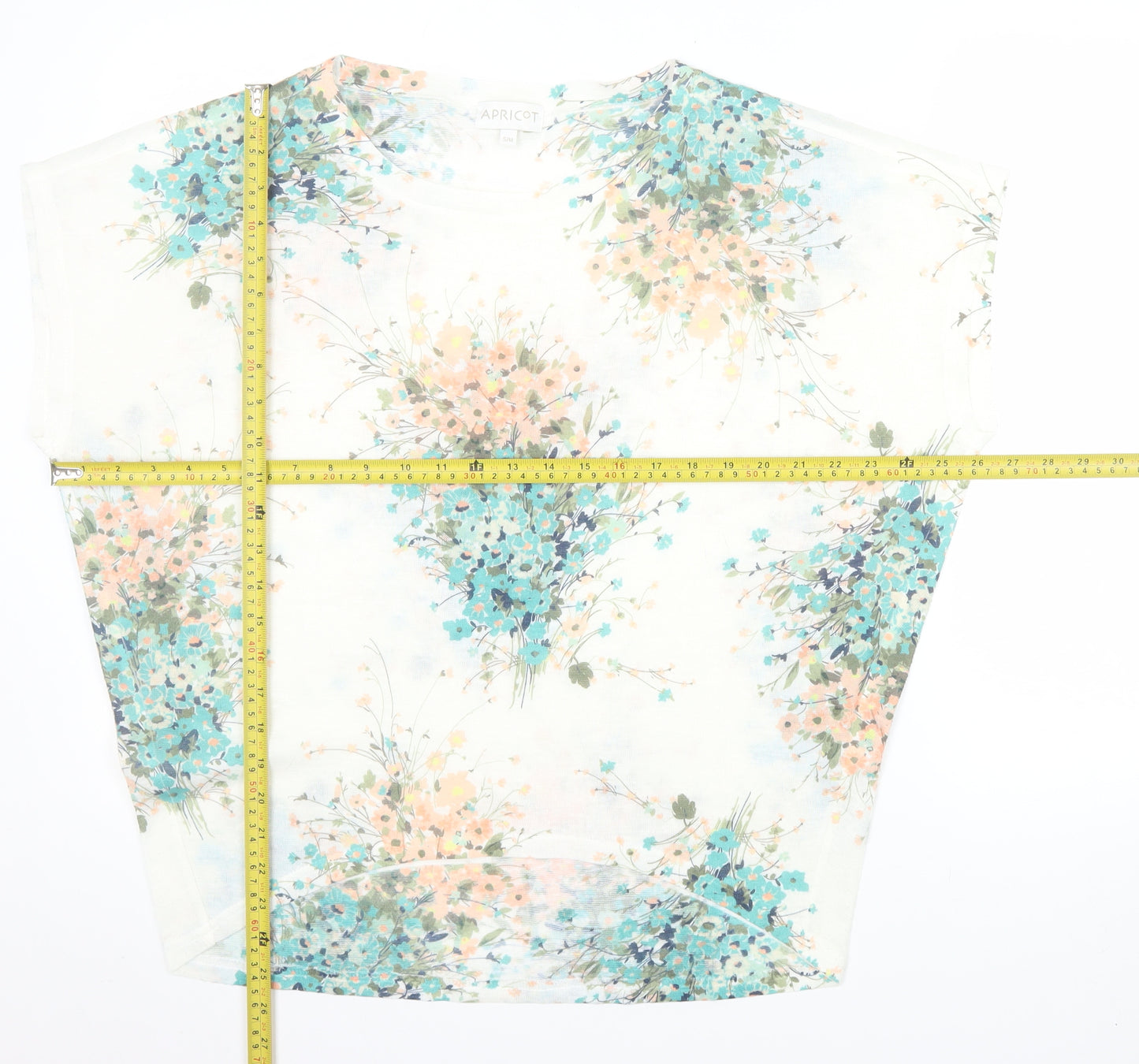 Apricot Womens Multicoloured Floral Tunic Blouse Size S Short Sleeve