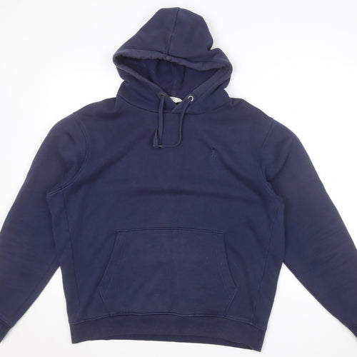 Next Men's Navy Blue Pullover Hoodie M Cotton Blend Casual