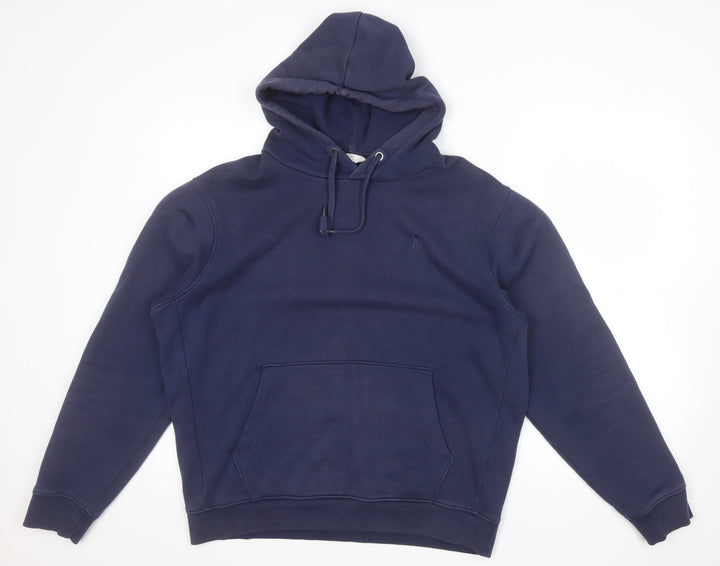 Next Men's Navy Blue Pullover Hoodie M Cotton Blend Casual