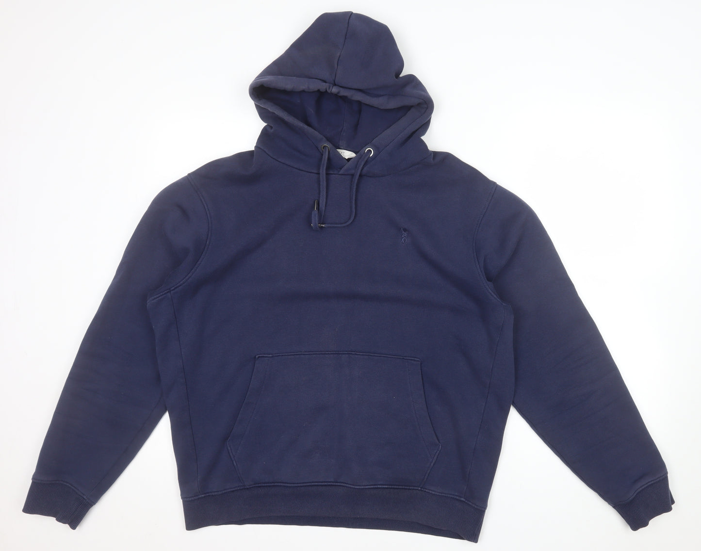 Next Men's Navy Blue Pullover Hoodie M Cotton Blend Casual