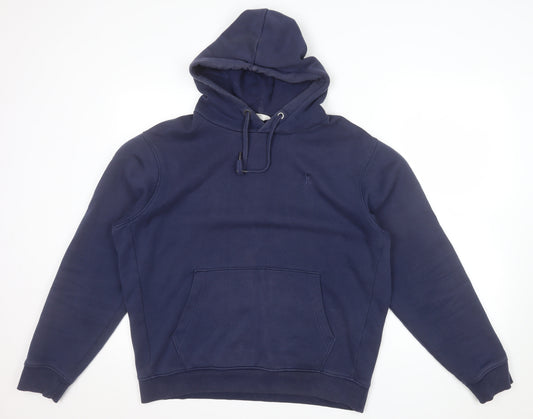 Next Men's Navy Blue Pullover Hoodie M Cotton Blend Casual