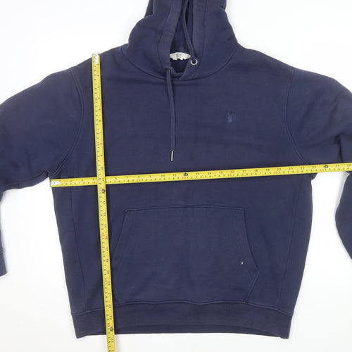 Next Men's Navy Blue Pullover Hoodie M Cotton Blend Casual