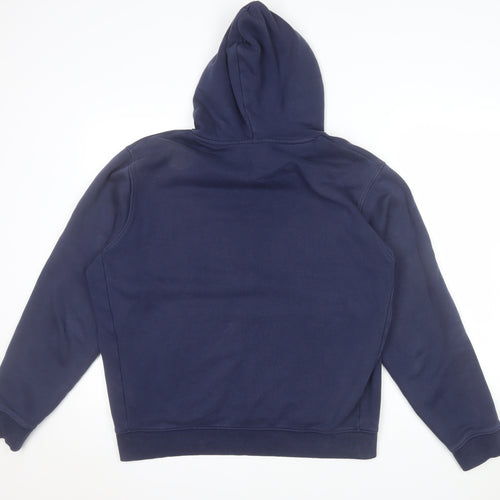 Next Men's Navy Blue Pullover Hoodie M Cotton Blend Casual
