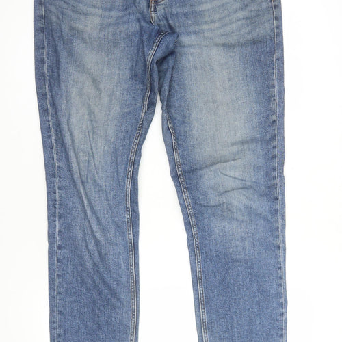 F&F Men's Blue Slim Fit Mid Rise Straight Leg Jeans W34 L34