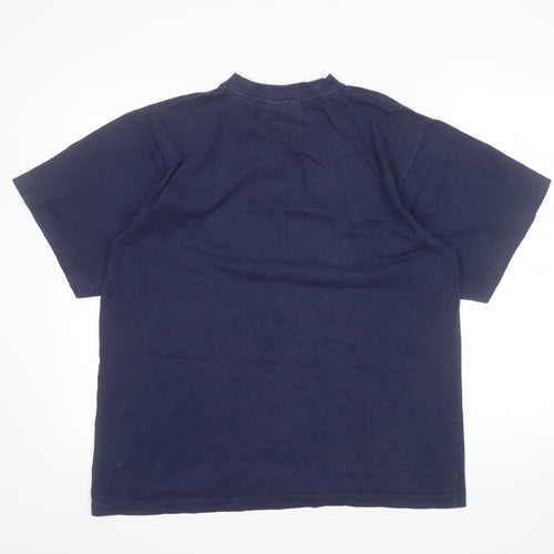 Umbro England Navy Blue Men's Medium 90s V-Neck Cotton T-Shirt