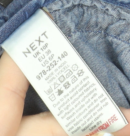 Next Womens Blue Cropped Wide Leg Lyocell Trousers Size 10 Plus