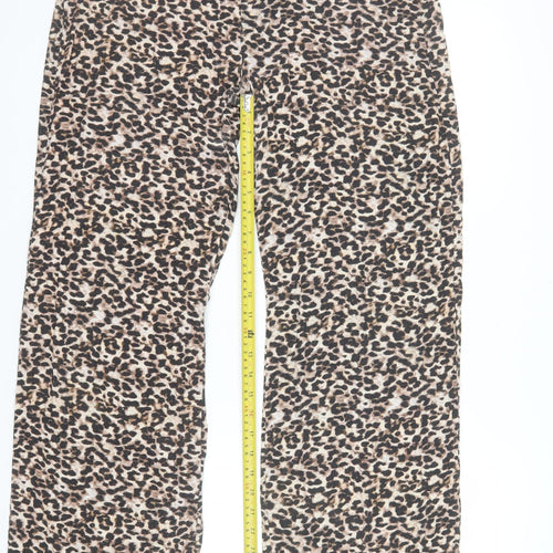 Pull & Bear Womens Brown Animal Print Slim Fit Leggings Size 12
