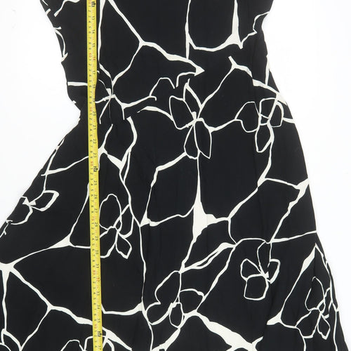 George Womens Black Floral A-Line Knee Length Dress Size 14