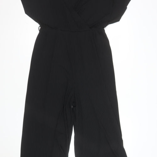 New Look Women's Black Size 14 V-Neck Wide-Leg Jumpsuit