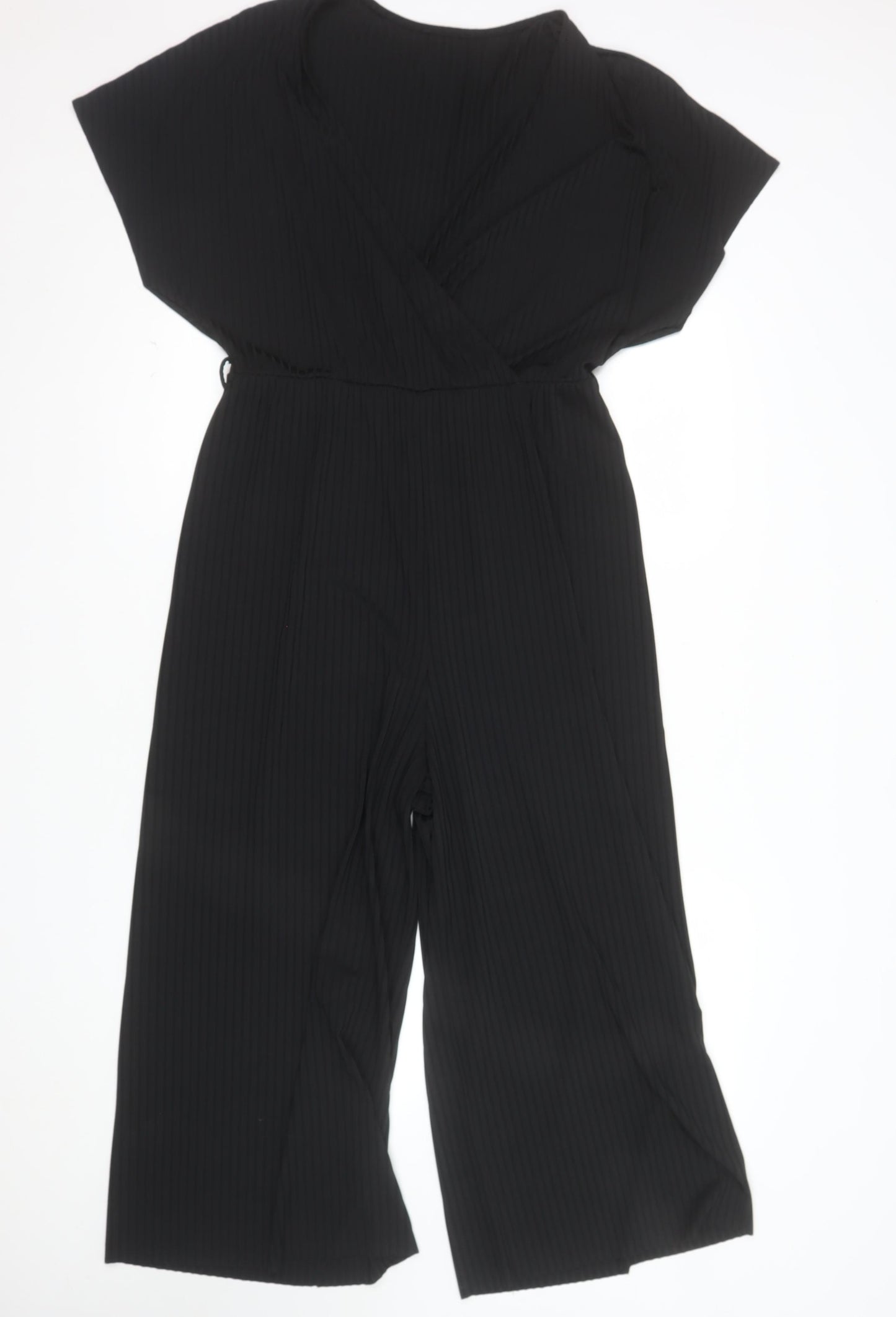 New Look Women's Black Size 14 V-Neck Wide-Leg Jumpsuit
