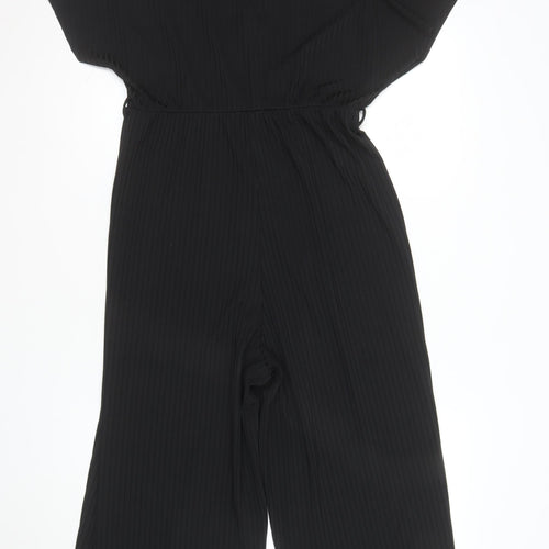 New Look Women's Black Size 14 V-Neck Wide-Leg Jumpsuit