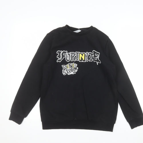 Fortnite Boys Black L Graphic Print Pullover Sweatshirt
