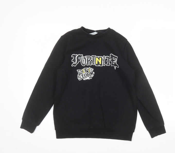 Fortnite Boys Black L Graphic Print Pullover Sweatshirt