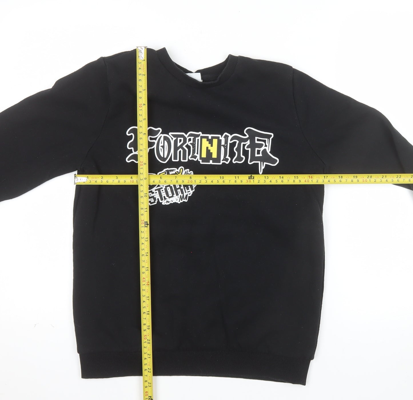 Fortnite Boys Black L Graphic Print Pullover Sweatshirt